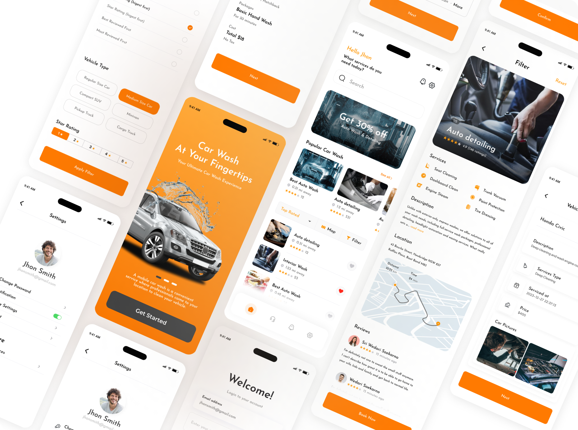 Example of Car Wash Mobile App Design